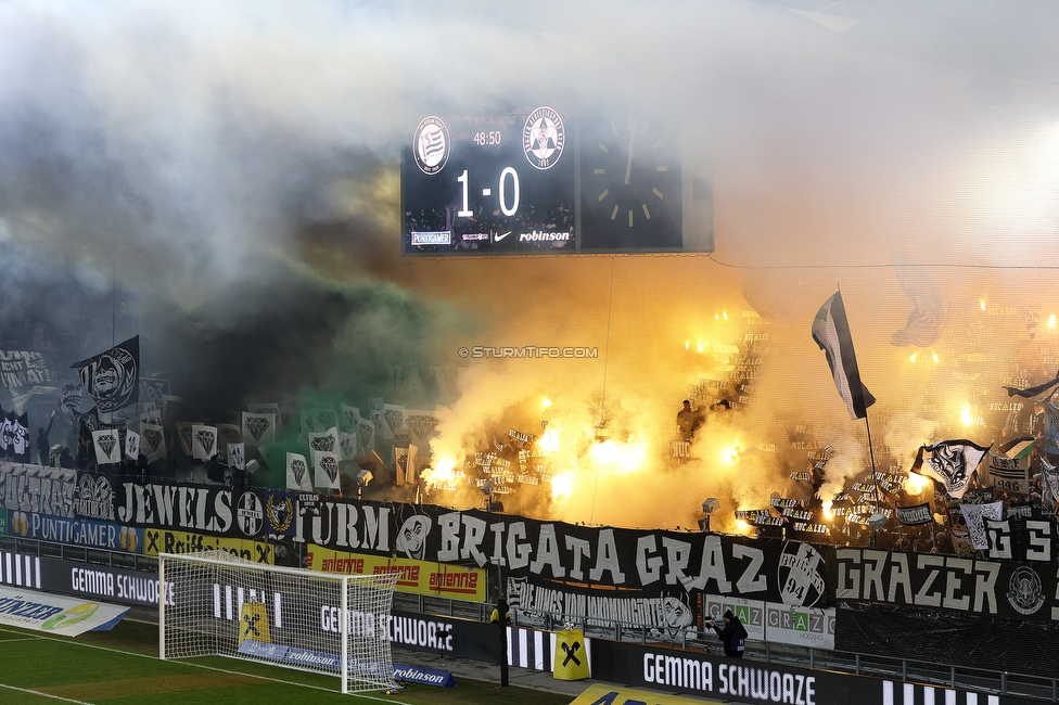 Sturm Graz - GAK
Oesterreichische Fussball Bundesliga, 16. Runde, SK Sturm Graz - Grazer AK, Stadion Liebenau Graz, 07.12.2025. Foto zeigt Fans von Sturm mit einer Choreografie
Schlüsselwörter: jewels brigata