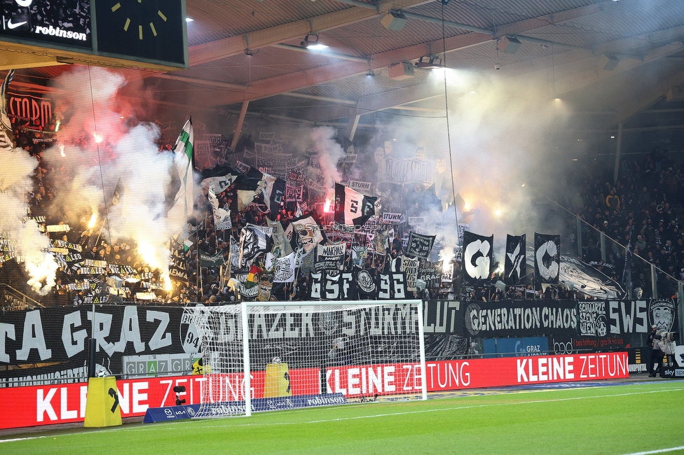 Sturm Graz - GAK
Oesterreichische Fussball Bundesliga, 16. Runde, SK Sturm Graz - Grazer AK, Stadion Liebenau Graz, 07.12.2025. Foto zeigt Fans von Sturm mit einer Choreografie
Schlüsselwörter: sturmflut generationchaos