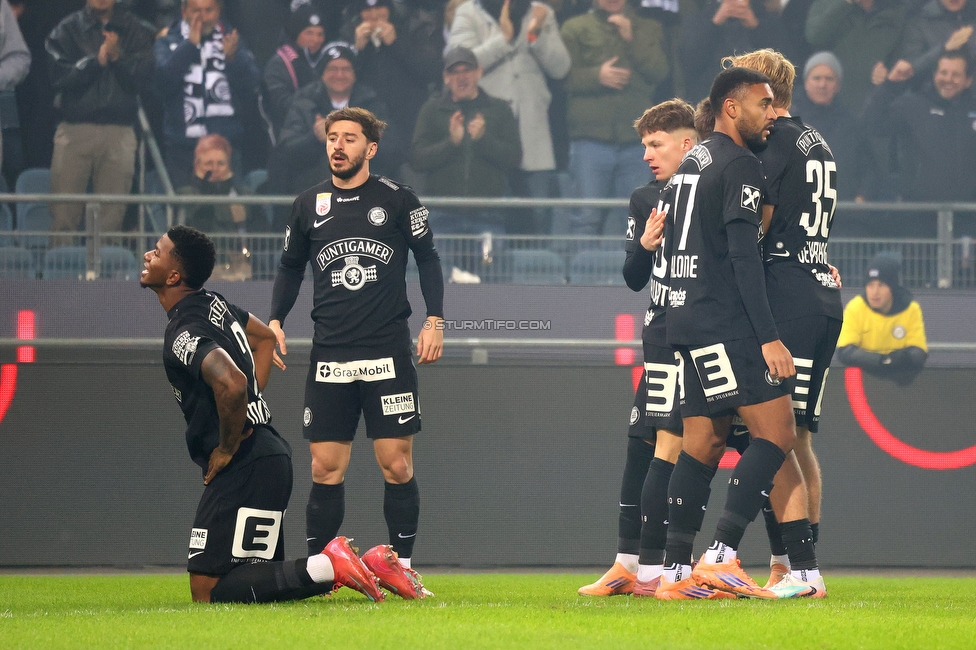 Sturm Graz - GAK
Oesterreichische Fussball Bundesliga, 16. Runde, SK Sturm Graz - Grazer AK, Stadion Liebenau Graz, 07.12.2025. 

Foto zeigt Jeyland Mitchell (Sturm)
Schlüsselwörter: torjubel