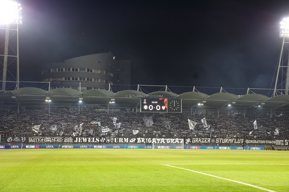 Sturm Graz - Crvena Zvezda
UEFA Europa League Gruppenphase 6. Spieltag, SK Sturm Graz - FK Crvena Zvezda, Stadion Liebenau Graz, 11.12.2025. 

Foto zeigt Fans von Sturm
Schlüsselwörter: schals