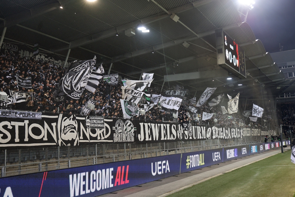 Sturm Graz - Crvena Zvezda
UEFA Europa League Gruppenphase 6. Spieltag, SK Sturm Graz - FK Crvena Zvezda, Stadion Liebenau Graz, 11.12.2025. 

Foto zeigt Fans von Sturm
