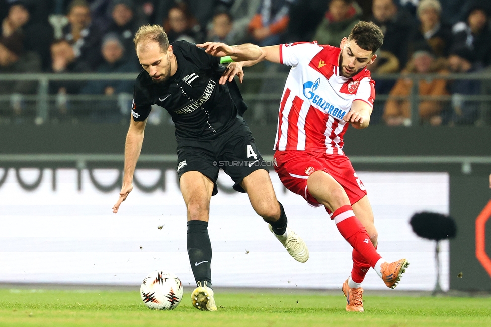Sturm Graz - Crvena Zvezda
UEFA Europa League Gruppenphase 6. Spieltag, SK Sturm Graz - FK Crvena Zvezda, Stadion Liebenau Graz, 11.12.2025. Foto zeigt Jon Gorenc-Stankovic (Sturm)

