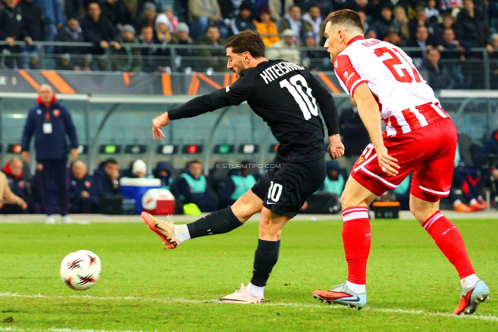 Sturm Graz - Crvena Zvezda
UEFA Europa League Gruppenphase 6. Spieltag, SK Sturm Graz - FK Crvena Zvezda, Stadion Liebenau Graz, 11.12.2025. Foto zeigt Otar Kiteishvili (Sturm)
