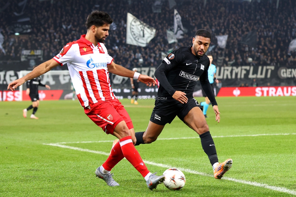 Sturm Graz - Crvena Zvezda
UEFA Europa League Gruppenphase 6. Spieltag, SK Sturm Graz - FK Crvena Zvezda, Stadion Liebenau Graz, 11.12.2025. Foto zeigt Maurice Maximilian Malone (Sturm)
