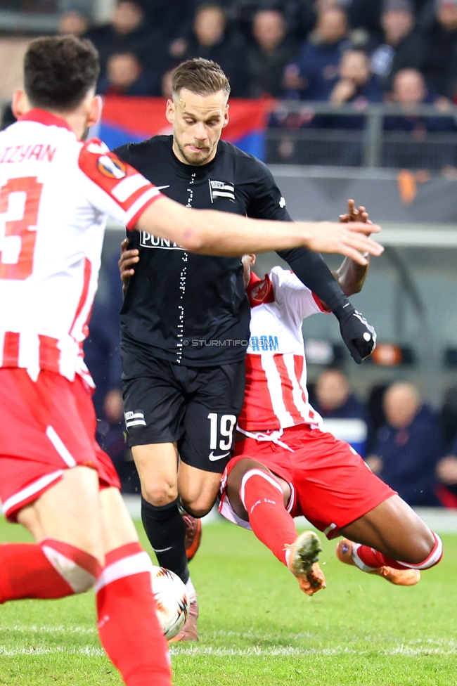 Sturm Graz - Crvena Zvezda
UEFA Europa League Gruppenphase 6. Spieltag, SK Sturm Graz - FK Crvena Zvezda, Stadion Liebenau Graz, 11.12.2025. Foto zeigt Tomi Horvat (Sturm)
