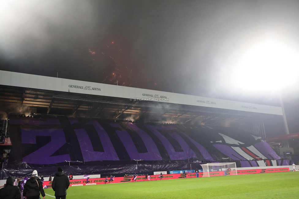 Austria Wien - Sturm Graz
Oesterreichische Fussball Bundesliga, 17. Runde, FK Austria Wien - SK Sturm Graz, Franz Horr Stadion Wien, 14.12.2025. Foto zeigt Fans von Austria Wien mit einer Choreografie
