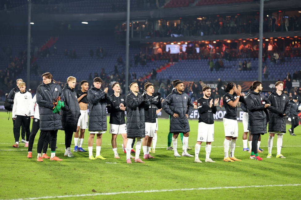 Feyenoord - Sturm Graz
UEFA Europa League Gruppenphase 7. Spieltag, Feyenoord Rotterdam - SK Sturm Graz, Stadion Feijenoord Rotterdam, 22.01.2026. Foto zeigt die Mannschaft von Sturm
