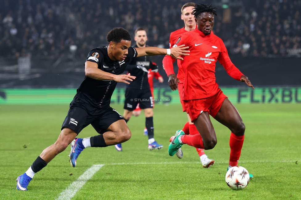 Sturm Graz - Brann Bergen
UEFA Europa League Gruppenphase 8. Spieltag, SK Sturm Graz - SK Brann Bergen, Stadion Liebenau Graz, 29.01.2026. Foto zeigt Axel Kayombo (Sturm)
