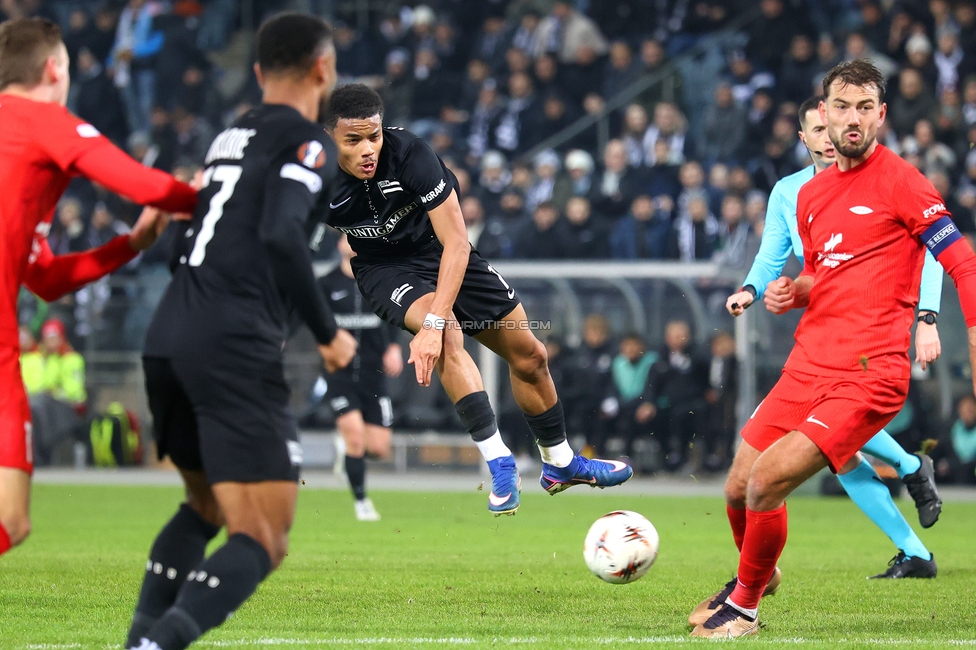 Sturm Graz - Brann Bergen
UEFA Europa League Gruppenphase 8. Spieltag, SK Sturm Graz - SK Brann Bergen, Stadion Liebenau Graz, 29.01.2026. Foto zeigt Axel Kayombo (Sturm)
