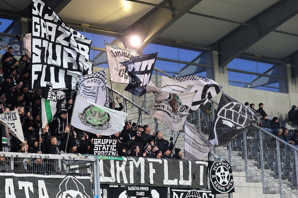 Altach - Sturm Graz
OEFB Cup, Viertelfinale, SC Rheindorf Altach - SK Sturm Graz, Stadion Schnabelholz Altach, 01.02.2026. Foto zeigt Fans von Sturm
Schlüsselwörter: sturmflut