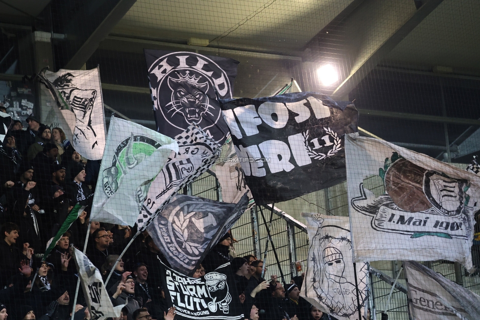 Altach - Sturm Graz
OEFB Cup, Viertelfinale, SC Rheindorf Altach - SK Sturm Graz, Stadion Schnabelholz Altach, 01.02.2026. Foto zeigt Fans von Sturm
