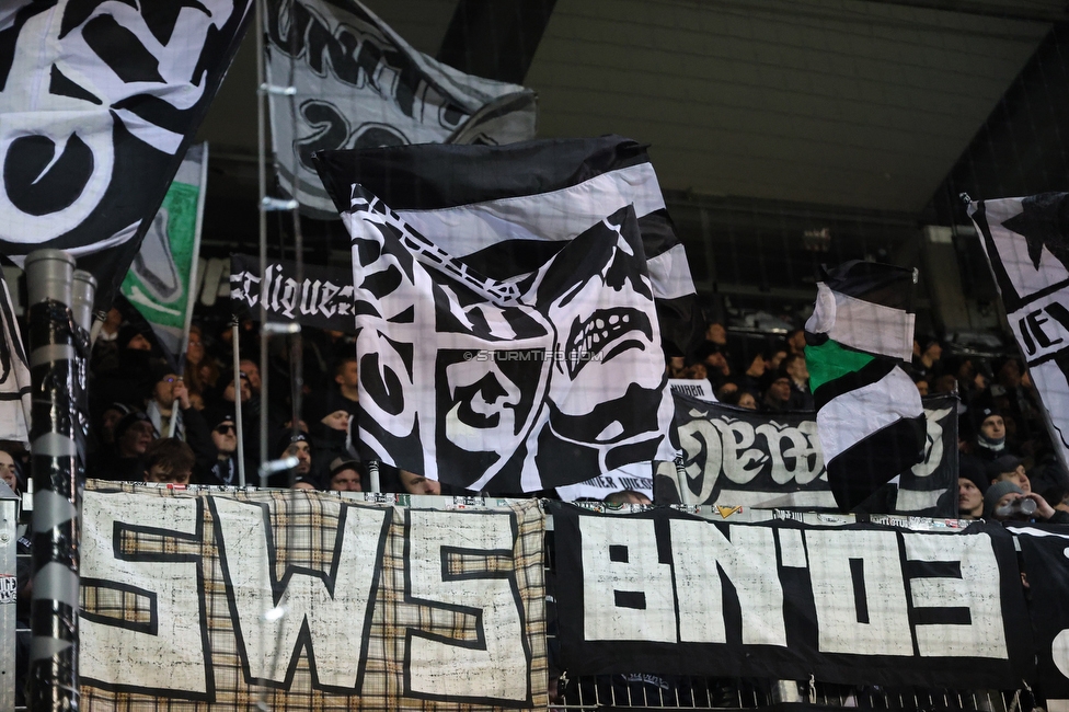 Altach - Sturm Graz
OEFB Cup, Viertelfinale, SC Rheindorf Altach - SK Sturm Graz, Stadion Schnabelholz Altach, 01.02.2026. Foto zeigt Fans von Sturm
