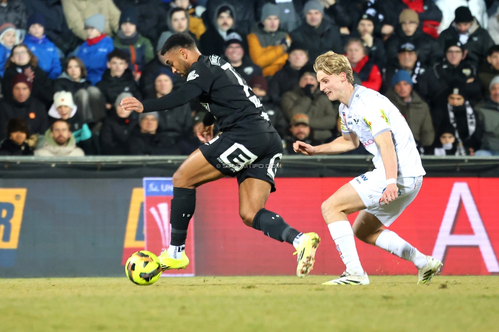 Altach - Sturm Graz
OEFB Cup, Viertelfinale, SC Rheindorf Altach - SK Sturm Graz, Stadion Schnabelholz Altach, 01.02.2026. Foto zeigt Maurice Malone (Sturm)

