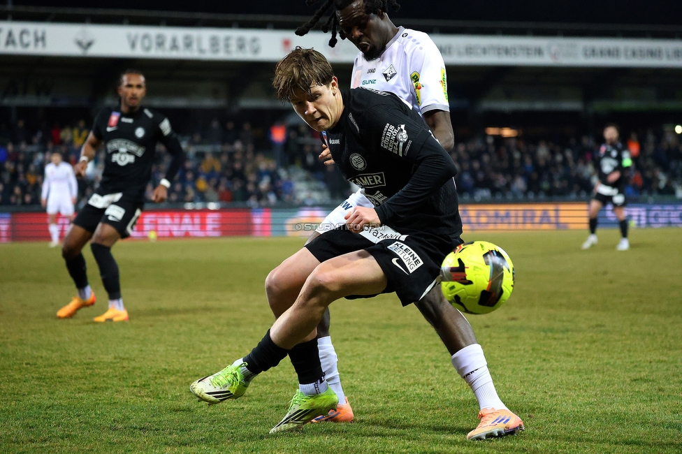 Altach - Sturm Graz
OEFB Cup, Viertelfinale, SC Rheindorf Altach - SK Sturm Graz, Stadion Schnabelholz Altach, 01.02.2026. Foto zeigt Luca Weinhandl (Sturm)

