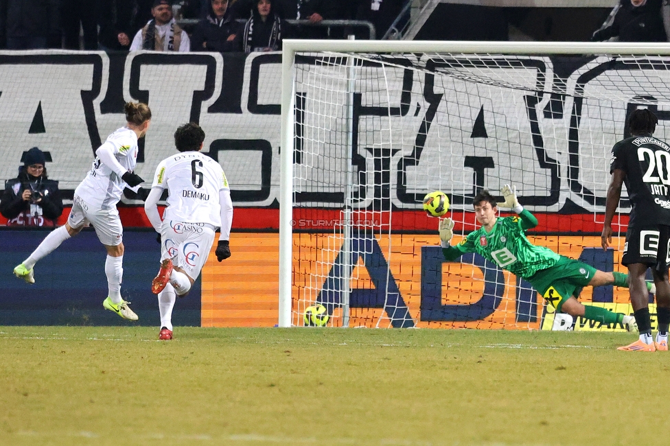 Altach - Sturm Graz
OEFB Cup, Viertelfinale, SC Rheindorf Altach - SK Sturm Graz, Stadion Schnabelholz Altach, 01.02.2026. Foto zeigt Daniil Khyudyakov (Sturm)
Schlüsselwörter: elfmeter
