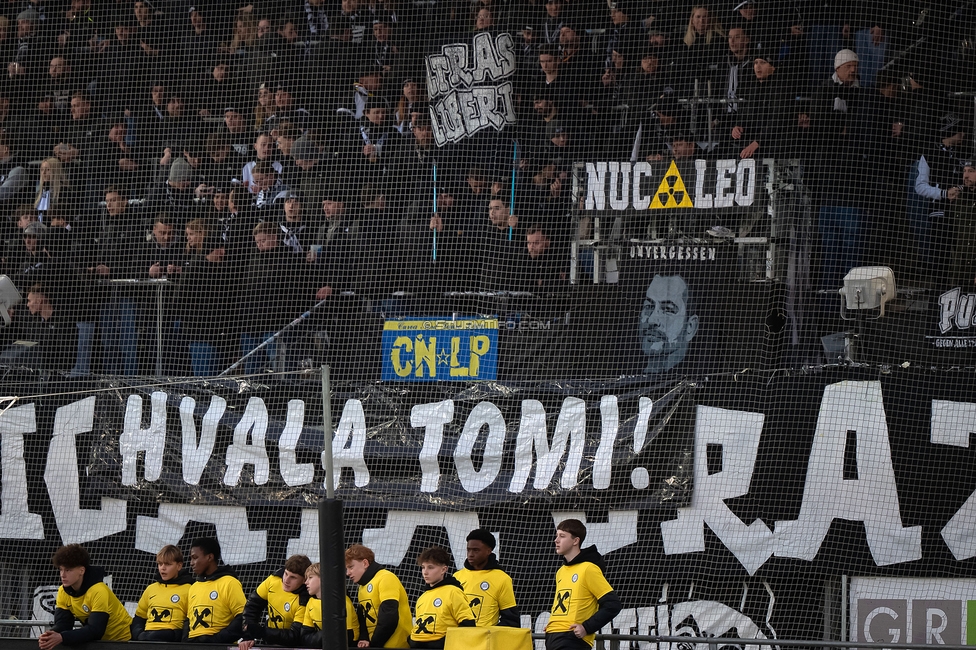 Sturm Graz - Ried
Oesterreichische Fussball Bundesliga, 18. Runde, SK Sturm Graz - SV Ried, Stadion Liebenau Graz, 08.02.2026. Foto zeigt Fans von Sturm mit einem Spruchband
