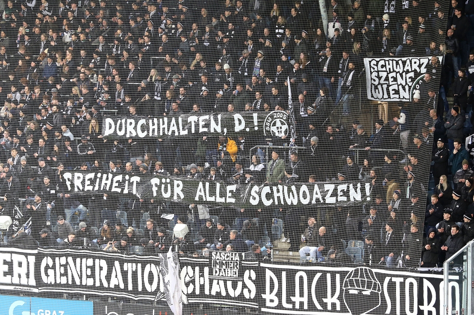 Sturm Graz - Ried
Oesterreichische Fussball Bundesliga, 18. Runde, SK Sturm Graz - SV Ried, Stadion Liebenau Graz, 08.02.2026. Foto zeigt Fans von Sturm mit einem Spruchband

