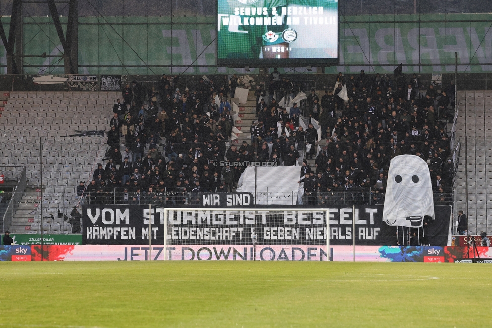 WSG Tirol - Sturm Graz
Oesterreichische Fussball Bundesliga, 19. Runde, WSG Tirol - SK Sturm Graz, Tivoli Stadion Neu, 14.02.2026.

Foto zeigt Fans von Sturm mit einer Choreografie
Schlüsselwörter: sturmflut