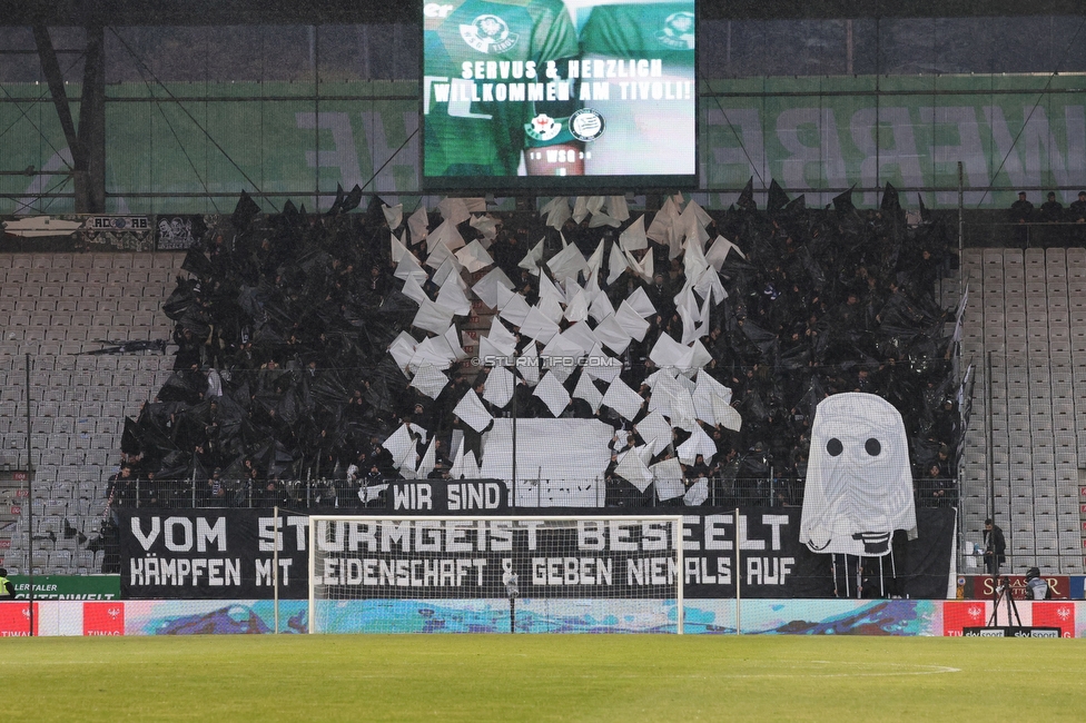 WSG Tirol - Sturm Graz
Oesterreichische Fussball Bundesliga, 19. Runde, WSG Tirol - SK Sturm Graz, Tivoli Stadion Neu, 14.02.2026.

Foto zeigt Fans von Sturm mit einer Choreografie
Schlüsselwörter: sturmflut