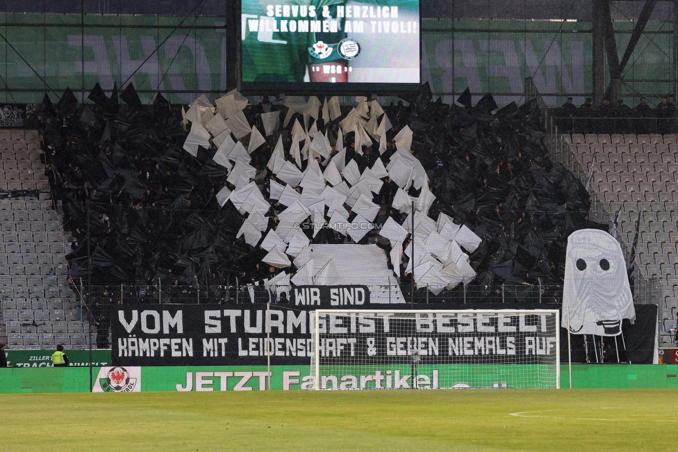 WSG Tirol - Sturm Graz
Oesterreichische Fussball Bundesliga, 19. Runde, WSG Tirol - SK Sturm Graz, Tivoli Stadion Neu, 14.02.2026.

Foto zeigt Fans von Sturm mit einer Choreografie
Schlüsselwörter: sturmflut