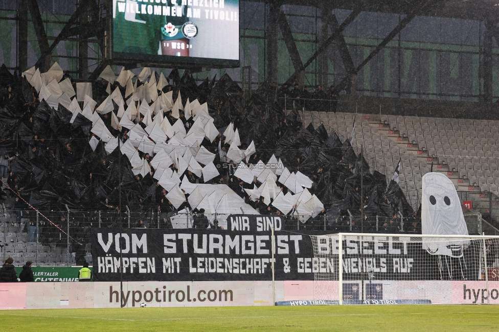 WSG Tirol - Sturm Graz
Oesterreichische Fussball Bundesliga, 19. Runde, WSG Tirol - SK Sturm Graz, Tivoli Stadion Neu, 14.02.2026.

Foto zeigt Fans von Sturm mit einer Choreografie
Schlüsselwörter: sturmflut