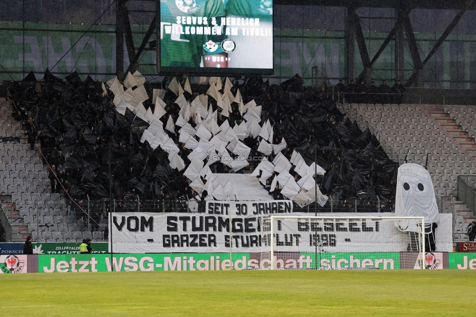 WSG Tirol - Sturm Graz
Oesterreichische Fussball Bundesliga, 19. Runde, WSG Tirol - SK Sturm Graz, Tivoli Stadion Neu, 14.02.2026.

Foto zeigt Fans von Sturm mit einer Choreografie
Schlüsselwörter: sturmflut
