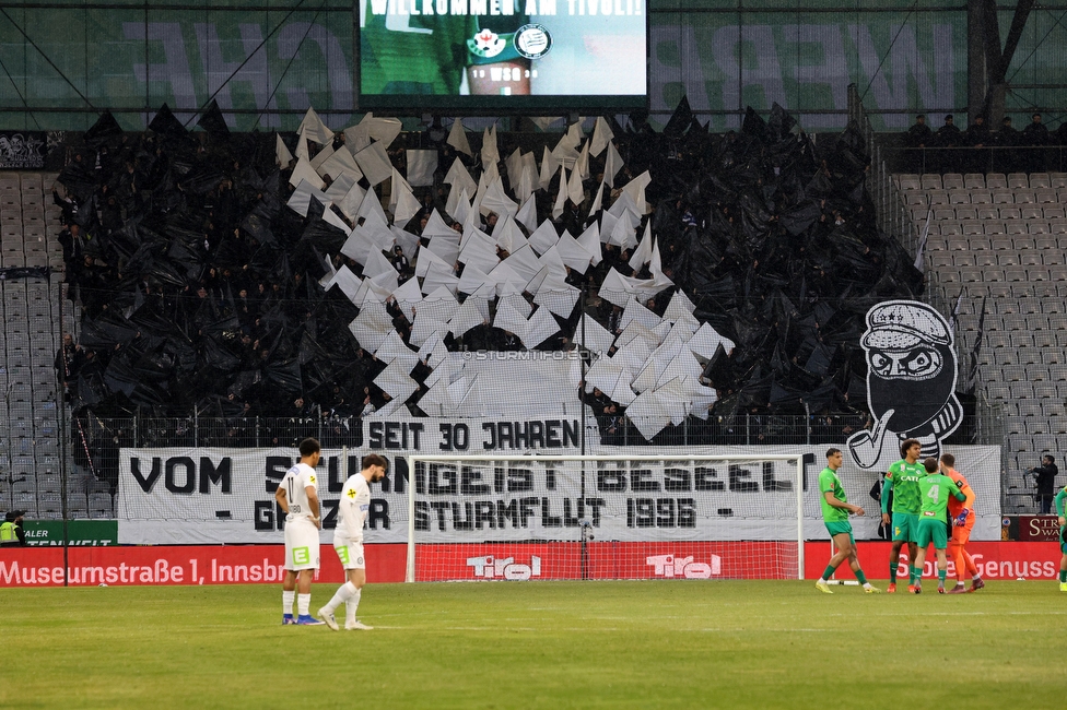 WSG Tirol - Sturm Graz
Oesterreichische Fussball Bundesliga, 19. Runde, WSG Tirol - SK Sturm Graz, Tivoli Stadion Neu, 14.02.2026.

Foto zeigt Fans von Sturm mit einer Choreografie
Schlüsselwörter: sturmflut