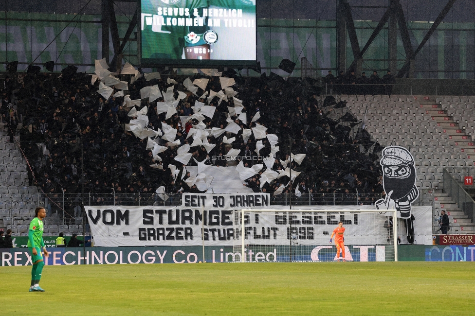 WSG Tirol - Sturm Graz
Oesterreichische Fussball Bundesliga, 19. Runde, WSG Tirol - SK Sturm Graz, Tivoli Stadion Neu, 14.02.2026.

Foto zeigt Fans von Sturm mit einer Choreografie
Schlüsselwörter: sturmflut