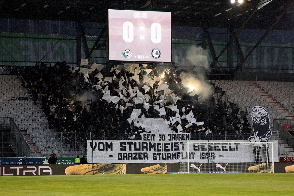WSG Tirol - Sturm Graz
Oesterreichische Fussball Bundesliga, 19. Runde, WSG Tirol - SK Sturm Graz, Tivoli Stadion Neu, 14.02.2026.

Foto zeigt Fans von Sturm mit einer Choreografie
Schlüsselwörter: sturmflut