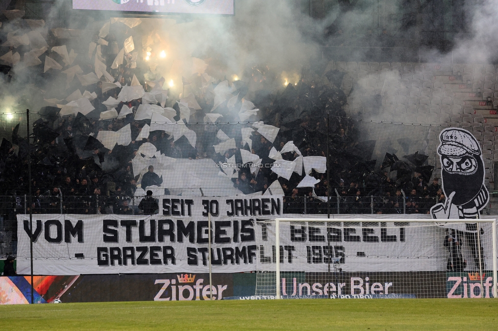 WSG Tirol - Sturm Graz
Oesterreichische Fussball Bundesliga, 19. Runde, WSG Tirol - SK Sturm Graz, Tivoli Stadion Neu, 14.02.2026.

Foto zeigt Fans von Sturm mit einer Choreografie
Schlüsselwörter: sturmflut