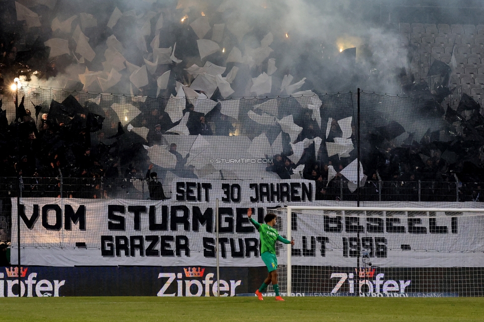 WSG Tirol - Sturm Graz
Oesterreichische Fussball Bundesliga, 19. Runde, WSG Tirol - SK Sturm Graz, Tivoli Stadion Neu, 14.02.2026.

Foto zeigt Fans von Sturm mit einer Choreografie
Schlüsselwörter: sturmflut