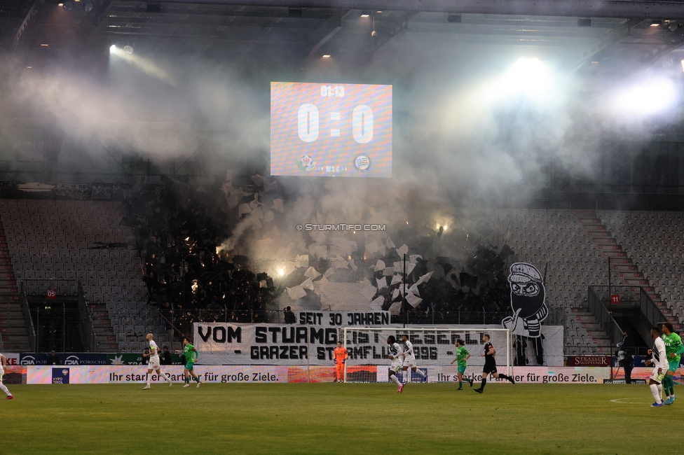 WSG Tirol - Sturm Graz
Oesterreichische Fussball Bundesliga, 19. Runde, WSG Tirol - SK Sturm Graz, Tivoli Stadion Neu, 14.02.2026.

Foto zeigt Fans von Sturm mit einer Choreografie
Schlüsselwörter: sturmflut