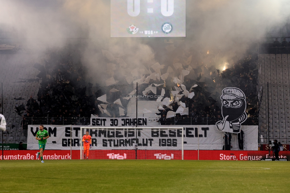 WSG Tirol - Sturm Graz
Oesterreichische Fussball Bundesliga, 19. Runde, WSG Tirol - SK Sturm Graz, Tivoli Stadion Neu, 14.02.2026.

Foto zeigt Fans von Sturm mit einer Choreografie
Schlüsselwörter: sturmflut