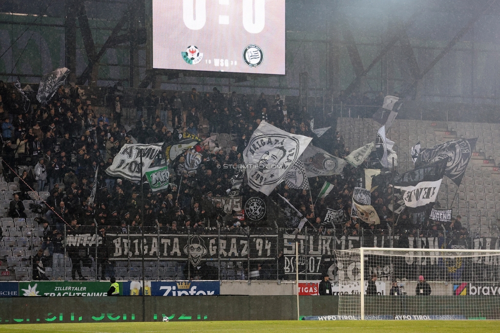 WSG Tirol - Sturm Graz
Oesterreichische Fussball Bundesliga, 19. Runde, WSG Tirol - SK Sturm Graz, Tivoli Stadion Neu, 14.02.2026.

Foto zeigt Fans von Sturm
