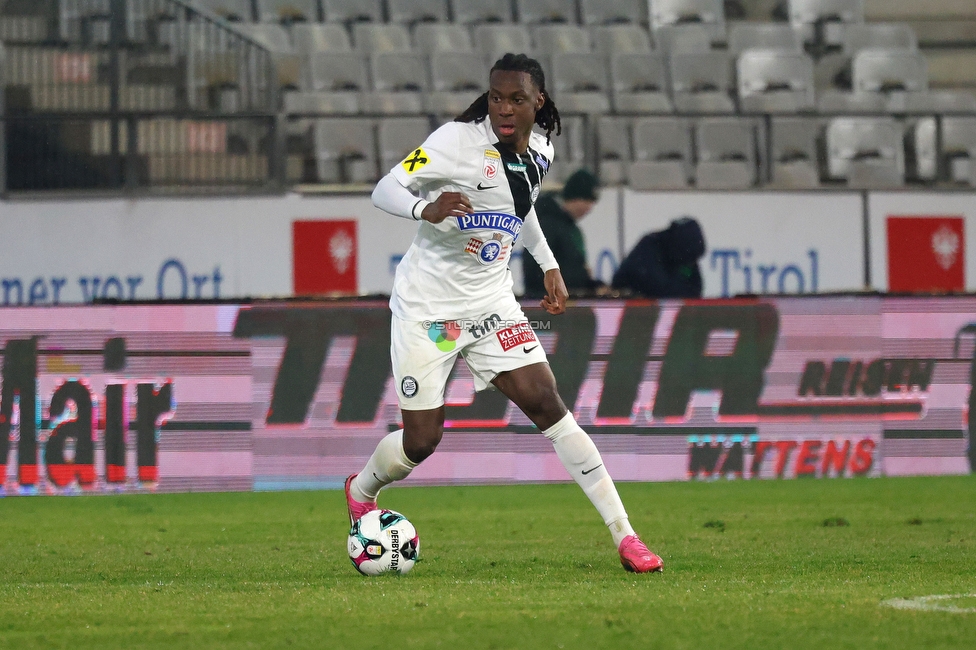 WSG Tirol - Sturm Graz
Oesterreichische Fussball Bundesliga, 19. Runde, WSG Tirol - SK Sturm Graz, Tivoli Stadion Neu, 14.02.2026.

Foto zeigt Ryan Fosso (Sturm)
