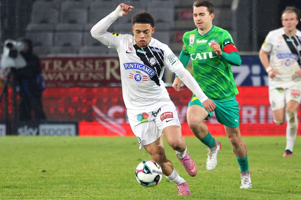 WSG Tirol - Sturm Graz
Oesterreichische Fussball Bundesliga, 19. Runde, WSG Tirol - SK Sturm Graz, Tivoli Stadion Neu, 14.02.2026.

Foto zeigt Jacob Peter Hoedl (Sturm)
