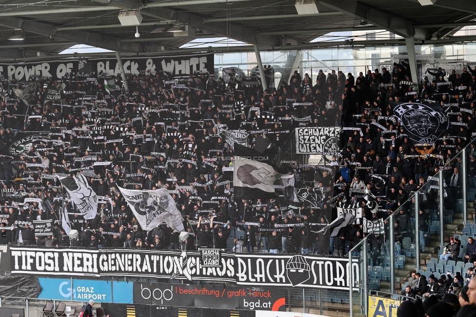 Sturm Graz - BW Linz
Oesterreichische Fussball Bundesliga, 20. Runde, SK Sturm Graz - FC Blau-Weiss Linz, Stadion Liebenau Graz, 22.02.2026. 

Foto zeigt Fans von Sturm
Schlüsselwörter: schals