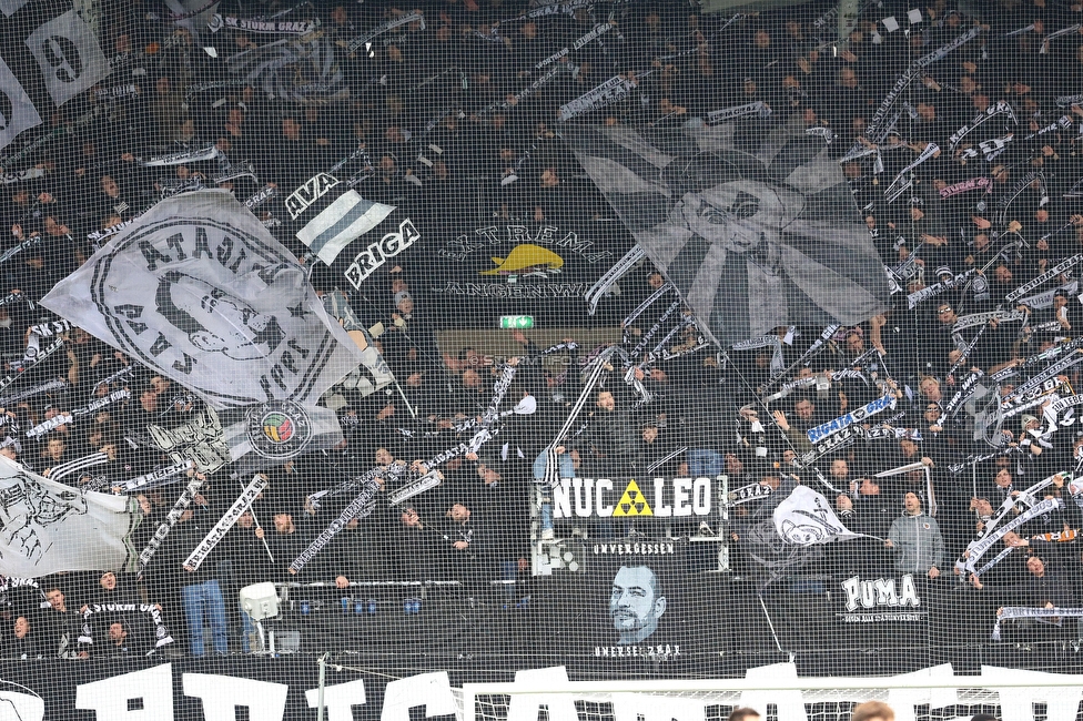 Sturm Graz - BW Linz
Oesterreichische Fussball Bundesliga, 20. Runde, SK Sturm Graz - Blau-Weiss Linz, Stadion Liebenau Graz, 22.02.2026. 

Foto zeigt Fans von Sturm
Schlüsselwörter: brigata schals