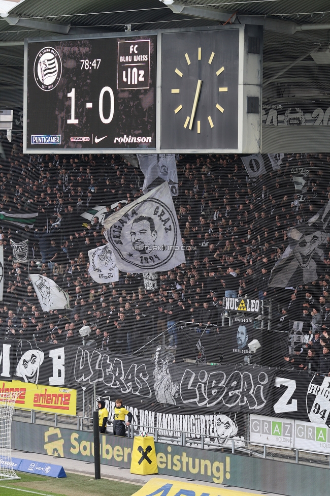 Sturm Graz - BW Linz
Oesterreichische Fussball Bundesliga, 20. Runde, SK Sturm Graz - FC Blau-Weiss Linz, Stadion Liebenau Graz, 22.02.2026. 

Foto zeigt Fans von Sturm mit einem Spruchband
Schlüsselwörter: repression