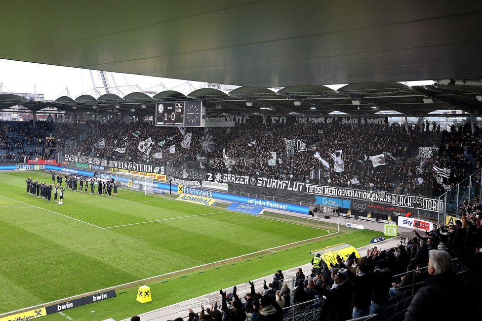 Sturm Graz - BW Linz
Oesterreichische Fussball Bundesliga, 20. Runde, SK Sturm Graz - FC Blau-Weiss Linz, Stadion Liebenau Graz, 22.02.2026. 

Foto zeigt Fans von Sturm und die Mannschaft von Sturm
