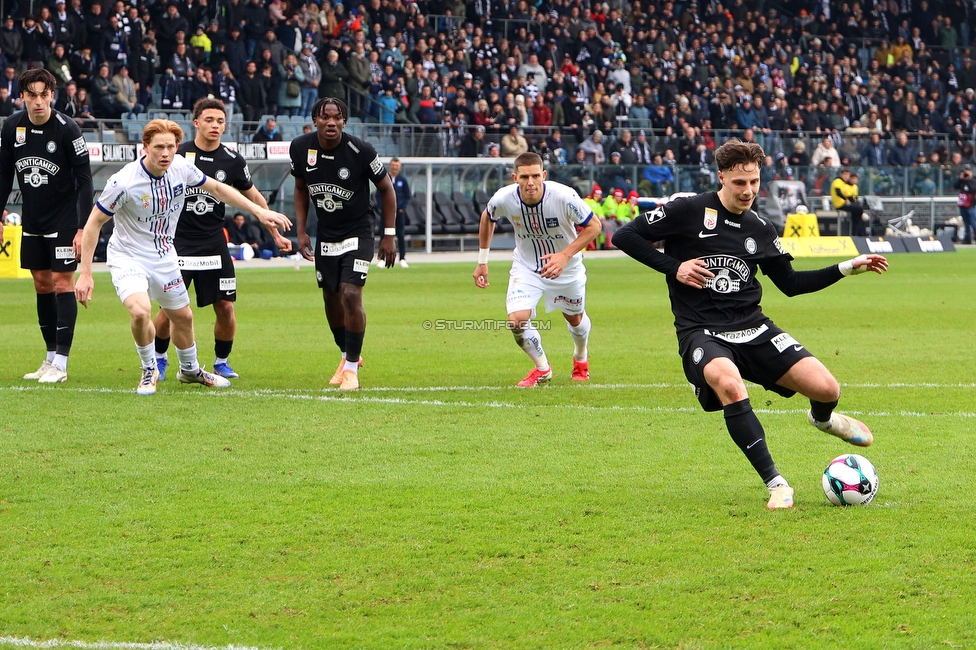 Sturm Graz - BW Linz
Oesterreichische Fussball Bundesliga, 20. Runde, SK Sturm Graz - FC Blau-Weiss Linz, Stadion Liebenau Graz, 22.02.2026. 

Foto zeigt Belmin Beganovic (Sturm)
Schlüsselwörter: elfer tor