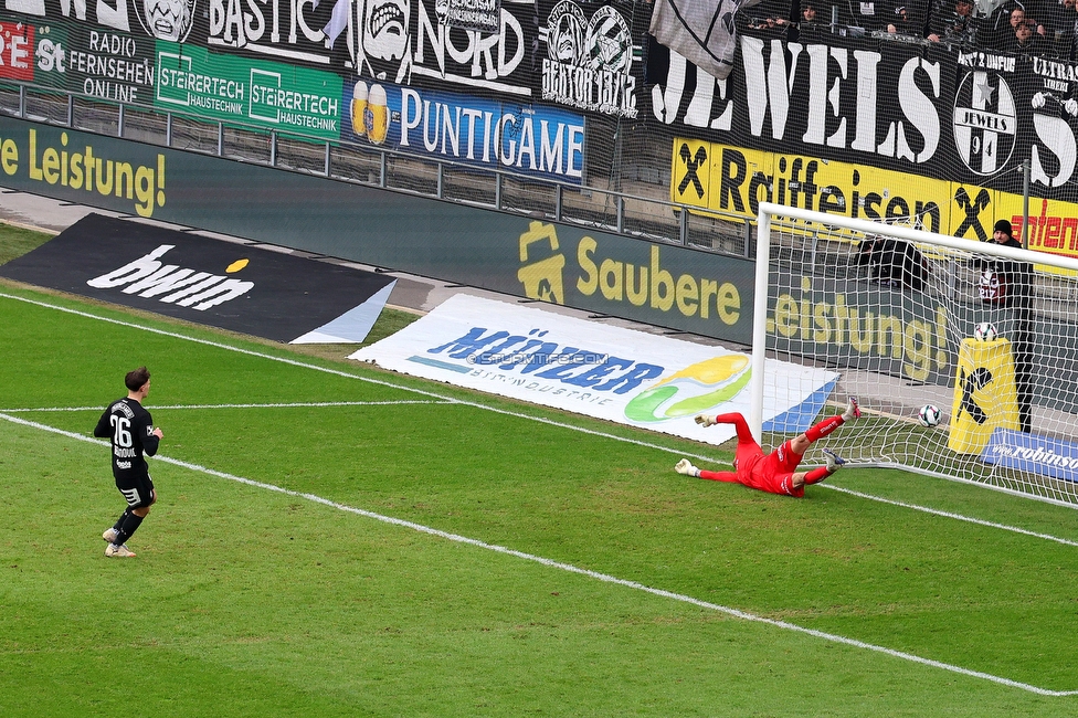 Sturm Graz - BW Linz
Oesterreichische Fussball Bundesliga, 20. Runde, SK Sturm Graz - FC Blau-Weiss Linz, Stadion Liebenau Graz, 22.02.2026. 

Foto zeigt Belmin Beganovic (Sturm)
Schlüsselwörter: elfer tor