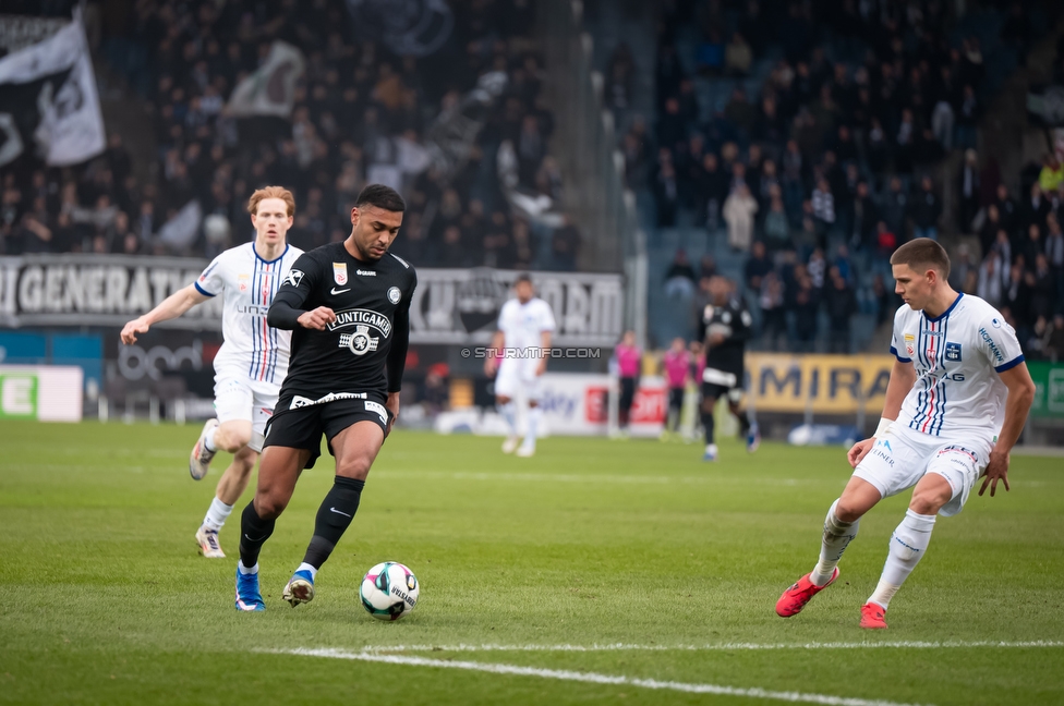 Sturm Graz - BW Linz
Oesterreichische Fussball Bundesliga, 20. Runde, SK Sturm Graz - FC Blau-Weiss Linz, Stadion Liebenau Graz, 22.02.2026. 

Foto zeigt Maurice Malone (Sturm)
