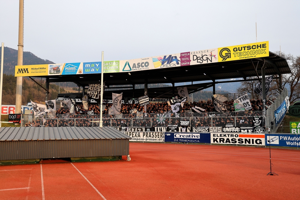 Wolfsberg - Sturm Graz
Oesterreichische Fussball Bundesliga, 21. Runde, Wolfsberger AC - SK Sturm Graz, Lavanttal Arena Wolfsberg, 01.03.2026. 

Foto zeigt Fans von Sturm
