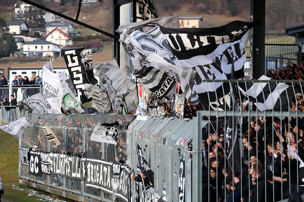 Wolfsberg - Sturm Graz
Oesterreichische Fussball Bundesliga, 21. Runde, Wolfsberger AC - SK Sturm Graz, Lavanttal Arena Wolfsberg, 01.03.2026. 

Foto zeigt Fans von Sturm
