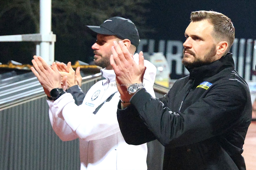 Wolfsberg - Sturm Graz
Oesterreichische Fussball Bundesliga, 21. Runde, Wolfsberger AC - SK Sturm Graz, Lavanttal Arena Wolfsberg, 01.03.2026. Foto zeigt Martin Ehrenreich (Teammanagement Sturm) und Fabio Ingolitsch (Cheftrainer Sturm)
