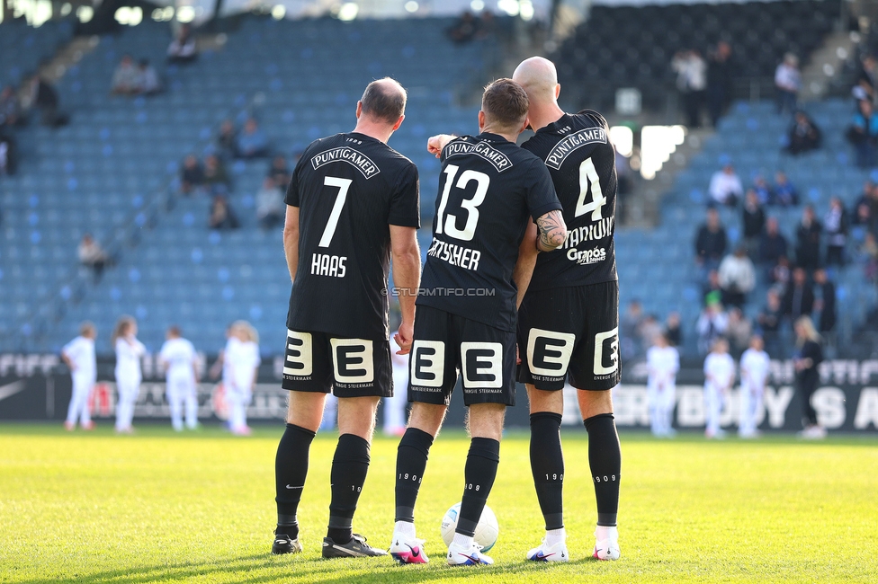 Sturm Graz - Altach
Oesterreichische Fussball Bundesliga, 22. Runde, SK Sturm Graz - SCR Altach, Stadion Liebenau Graz, 08.03.2026. Foto zeigt Mario Haas (ehem. Spieler Sturm), Jakob Jantscher (ehem. Trainer Sturm) und Jon Gorenc-Stankovic (Sturm)
