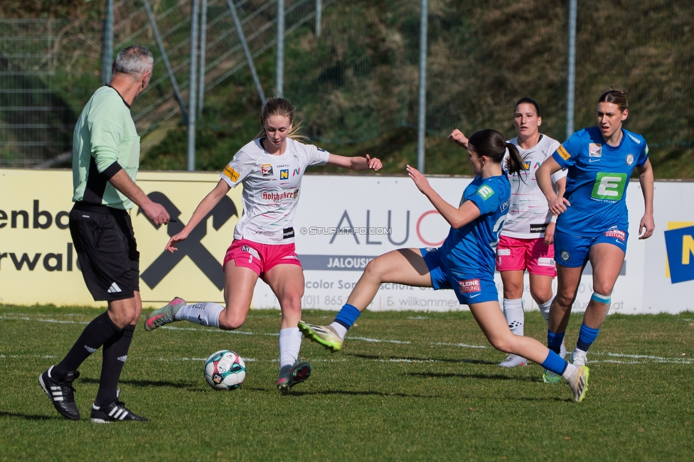 Neulengbach - Sturm Damen
OEFB Frauen Bundesliga, 16. Runde, USV Neulengbach - SK Sturm Graz Damen, Wienerwaldstadion Neulengbach, 14.03.2026Foto zeigt Marie Spiess (Sturm Damen) und Laura Krumboeck (Sturm Damen)
