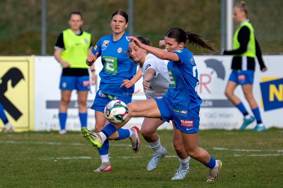 Neulengbach - Sturm Damen
OEFB Frauen Bundesliga, 16. Runde, USV Neulengbach - SK Sturm Graz Damen, Wienerwaldstadion Neulengbach, 14.03.2026

Foto zeigt Marie Spiess (Sturm Damen)
