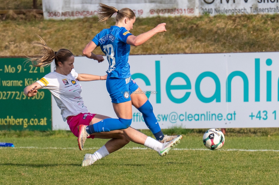 Neulengbach - Sturm Damen
OEFB Frauen Bundesliga, 16. Runde, USV Neulengbach - SK Sturm Graz Damen, Wienerwaldstadion Neulengbach, 14.03.2026

Foto zeigt Anna Wirnsberger (Sturm Damen)
